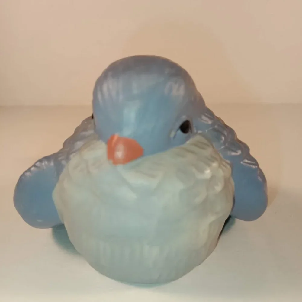 Blue Ceramic Bird in Wicker Nest - Decorative Home Accent